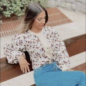 Zara Jacquard Balloon Sleeves cardigan M